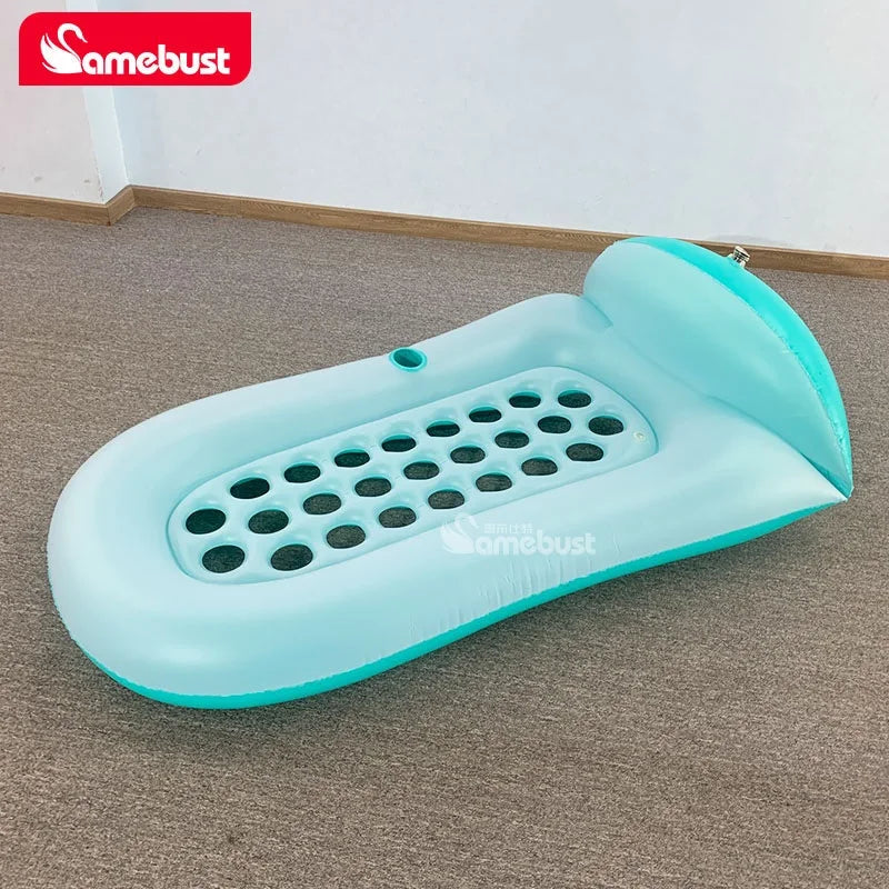 Camebust Inflatable Floating Row Swimming Pool Mattress Pool Mat Floats Raft Lounge with Cup holder