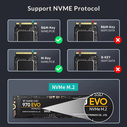 Yottamaster USB3.2 NVMe Case M.2 SSD EnclosureType C 10Gbps NVMe PCIE Solid State Drive Case Adapter Storage Box for PC Laptop