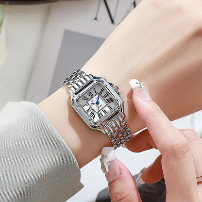 Fashion Quartz Women Watch Simple Elegant Square Dial Gold Stainless Steel Strap Waterproof Leisure Business Watches Gift