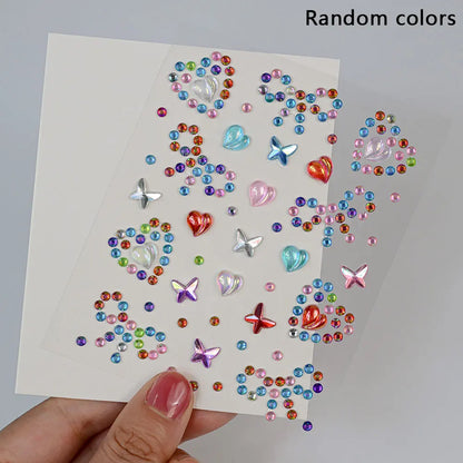 1Pcs Face Diamond Gem Sticker 5D Colorful Rhinestone Tattoo Eyeshadow Stickers fo Festival Nail Body Makeup Bling Jewel DIY Deco