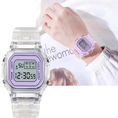 New Boys Girls Digital Luminous Fashion Sport Transparent For Watches Couple Gift