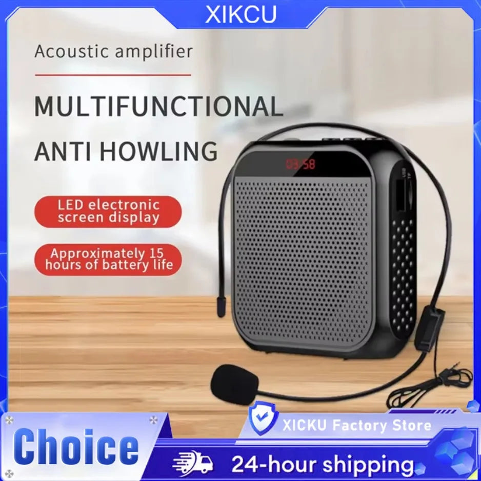 XIKCU Portable Voice Amplifier Megaphone Mini Audio Speaker With Microphone Rechargeable Ultralight Loudspeaker For Teachers