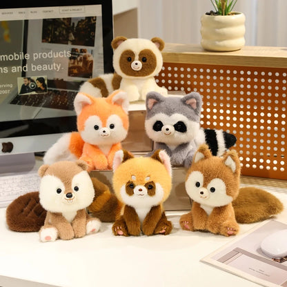 Cute Sitting Animals Red Panda Fox Sloth Cat Soft Plush Dolls Stuffed Capybara Pig Plushie Baby Toys Gifts For Children