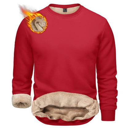 TACVASEN Winter Thicken Fleece Crewneck Sweatshirt Mens Warm Sherpa Lined Heavy Winter Pullover Basic Tops Shirts No Hood Hoodie