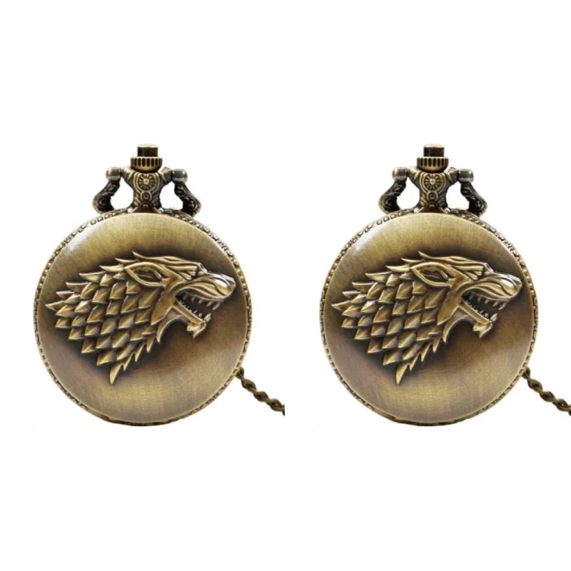 Personalized creative l Wolf Head three-dimensional carved pocket watch FOB Watch for men's Arabic numerals display quartz penda