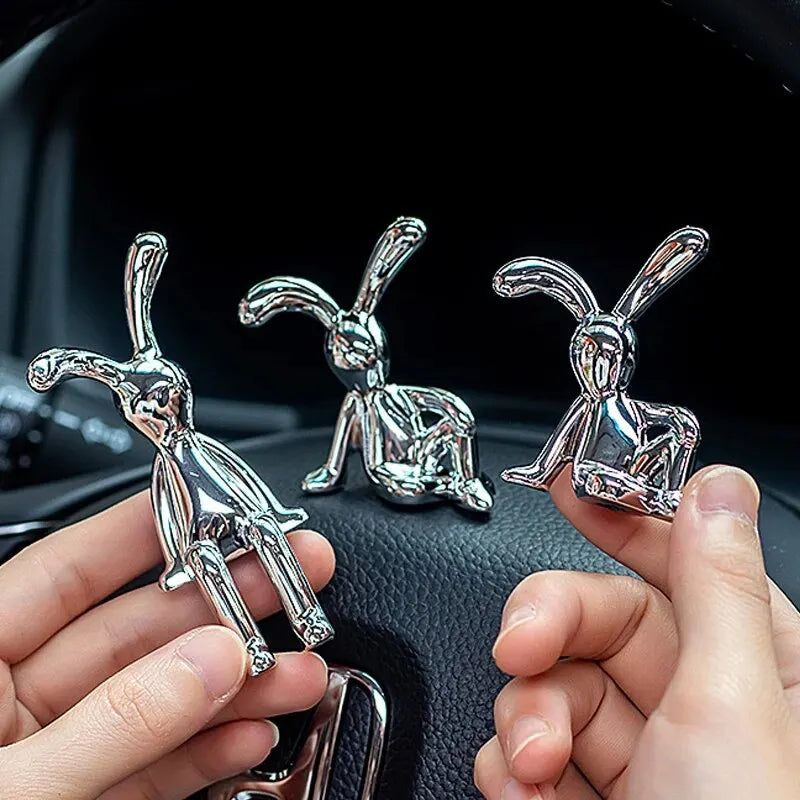 2PC Long-Eared Rabbit Double Statue Cartoon Decoration Accessories Living Room Bedroom Car Decoration Desktop Decorative Ornamet