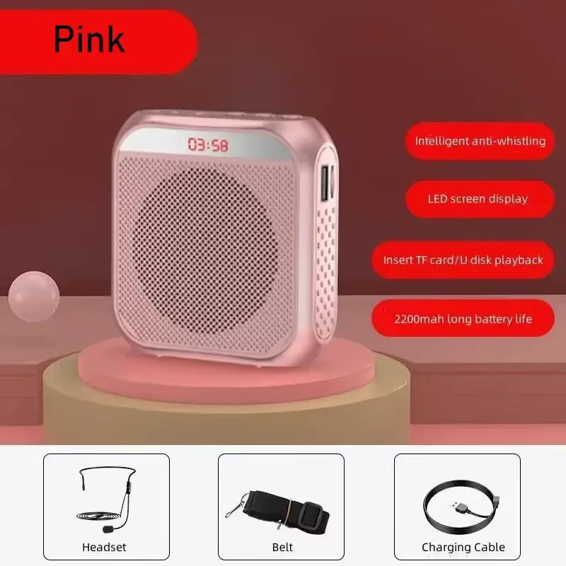 XIKCU Portable Voice Amplifier Megaphone Mini Audio Speaker With Microphone Rechargeable Ultralight Loudspeaker For Teachers