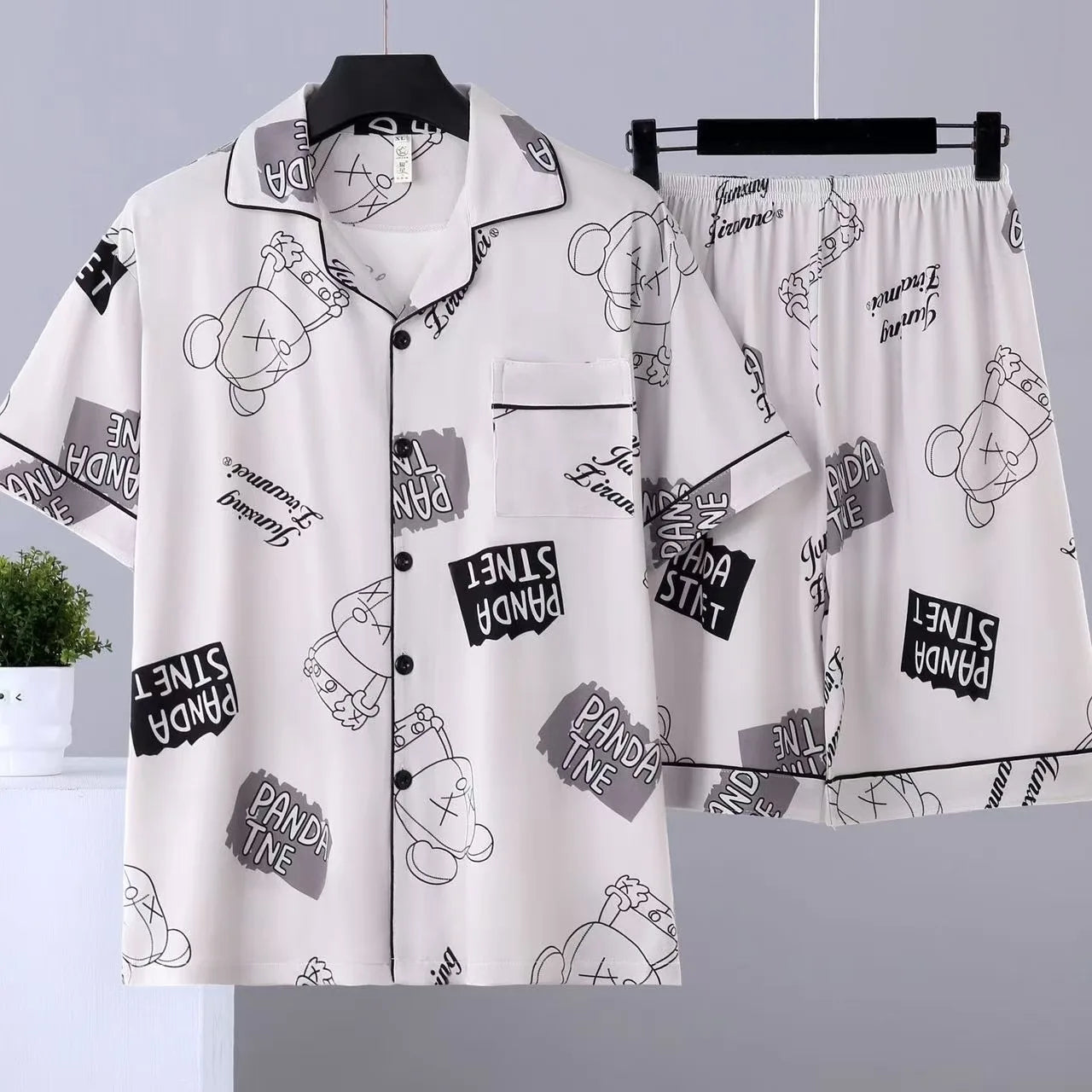 Men's Summer Spwear Set Thin ort Sve ort Pants Oversize Cardigan Home Clothes Lightweight Breathable Comfortable Co...