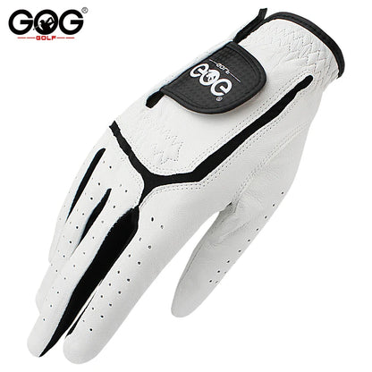 Sheepskin genuine leather Professional Golf Gloves For men white and black lycra Gloves Palm thickening Gift for golfer
