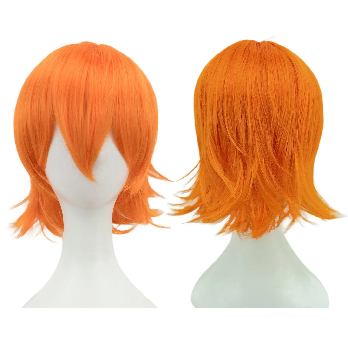 Synthetic Unisex 12 Inches Short Cosplay Hair Party BOB Wigs with Bangs Pink Blonde Orange Halloween Costume Lolita Wig
