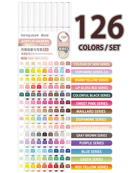 Languo 9pcs/box Soft Brush Acrylic Marker Pen Set£¬DIY Hand Drawn,Paint Art Markers pens,Student Graffiti Acrylic Paint Pens,M720