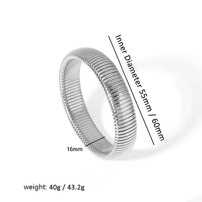 304L Stainless Steel Elastic Bracelet Women 18k Gold Plated Charm Punk Wide Chunky Metal Spiral Bangle pulseras Waterproof