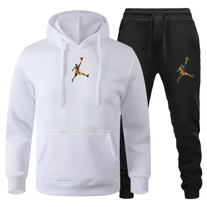 2025 Autumn/Winter Men's jogging Fitness sportswear Set: Fashionable long-sleeved sweatshirt + casual pants 2-piece set