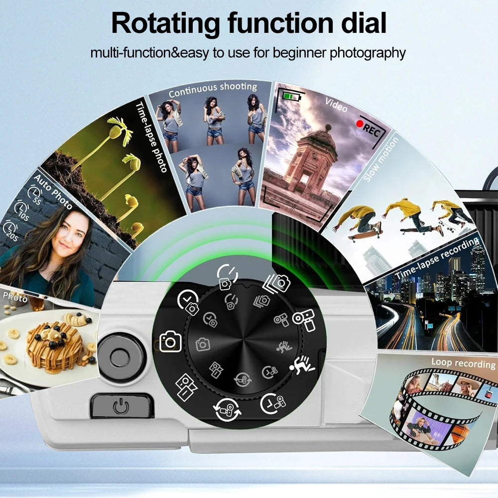 4K Digital Camera 64MP 3.0 Inch Rotatable Screen 18X Digital Zoom WiFi Vlog Camcorder Retro Video Recorder YouTub Webcam Cameras