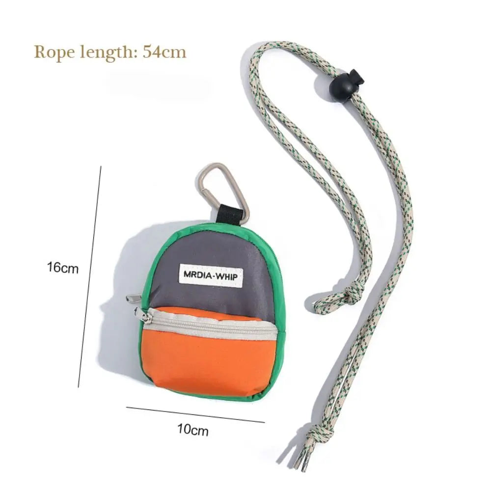 Neck Hanging Coin Purse New Polyester Earphone Storage Bag Mini Wallet Anti-theft Contrasting Color Small Key Bag