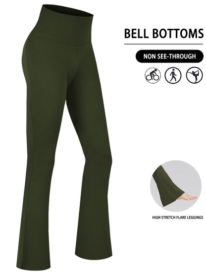 Women's Super Soft Flare Pants High Waisted Tummy Control Workout Yoga Leggings Bell Bottoms