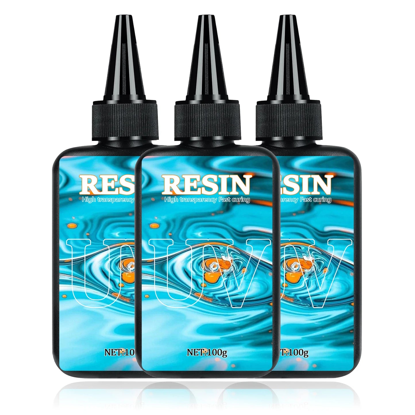 UV Resin 100-300g/random molds 5pc - Upgraded Hard Type Crystal Clear Ultraviolet Curing UV Epoxy Resin for Craft Jewelry Making