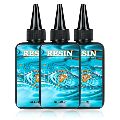 UV Resin 100-300g/random molds 5pc - Upgraded Hard Type Crystal Clear Ultraviolet Curing UV Epoxy Resin for Craft Jewelry Making