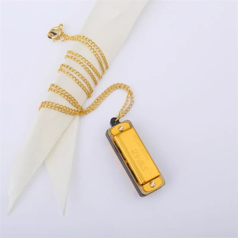4 Holes 8 Tones Mini Harmonica Metal Chain Necklace Style High Quality Mouth Organ Woodwind Musical Instrument Gifts For Kids