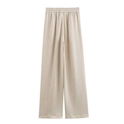 2024 Autumn Women Casual Blazer Coat Pants Set Long Sleeve Double Breasted Blazer + Wide Leg Trousers Lady Office Outfit