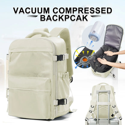 Fashion College Backpack Men Vacuum Compression Backpack, Women Men 15.6in Laptop Backpack Expand Hiking Vacuum Travel Backpack