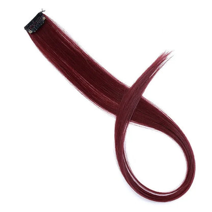 5PCS 22Inch Synthetic Long Straight Hair Clips Rainbow Hair Extension Colored Red Green Blue Hairpiece for Women