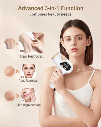 IPL Laser Hair Removal Device 3-in-1 999900 Flashes 9 Levels 15J Permanent Epilator Whole Body Treament Home Use For Men Women
