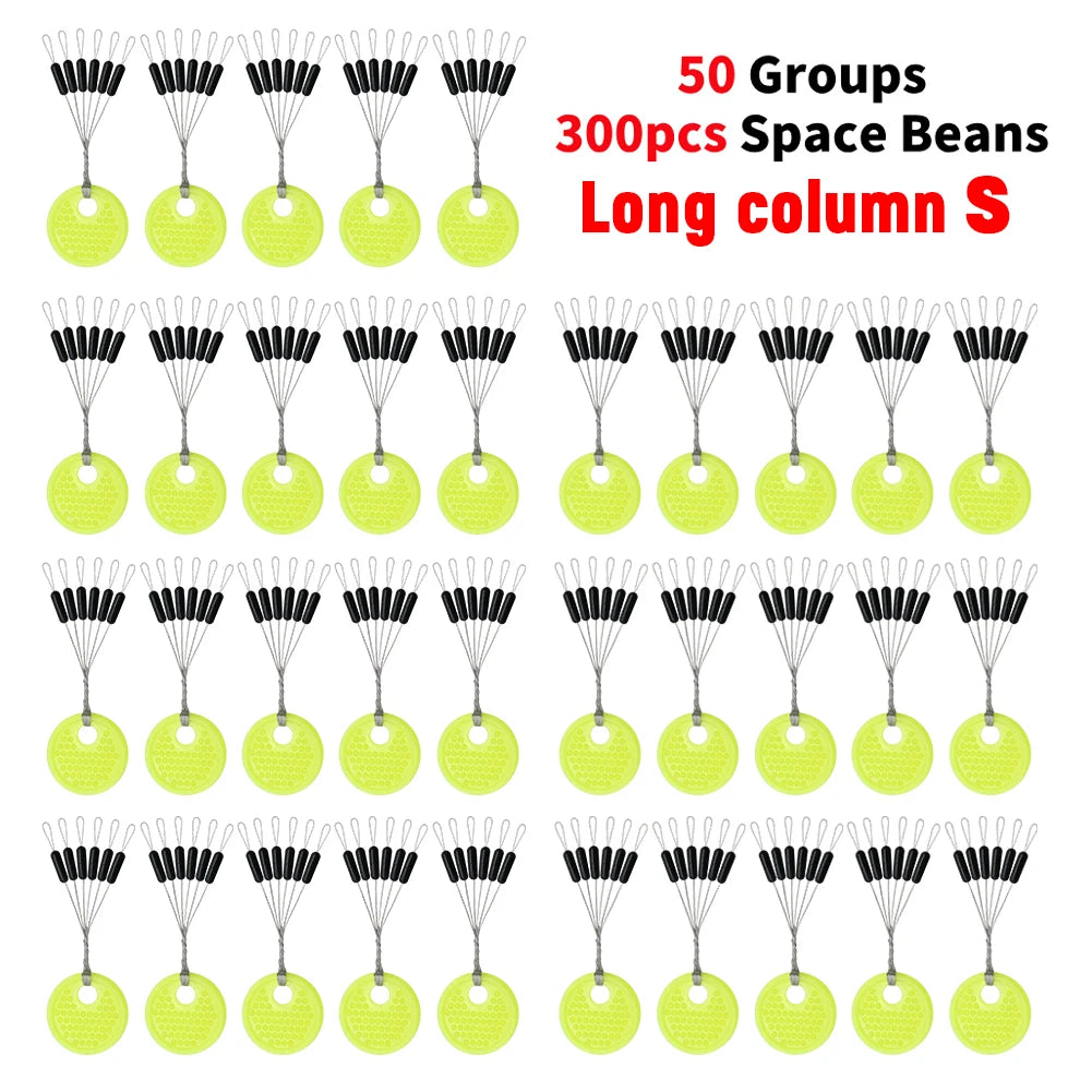 60pcs 10/20 Group Set Rubber Silicon Space Bean Sea Carp Fly Fishing Black Rubber Oval Stopper Fishing Float Fishing Bobber Part