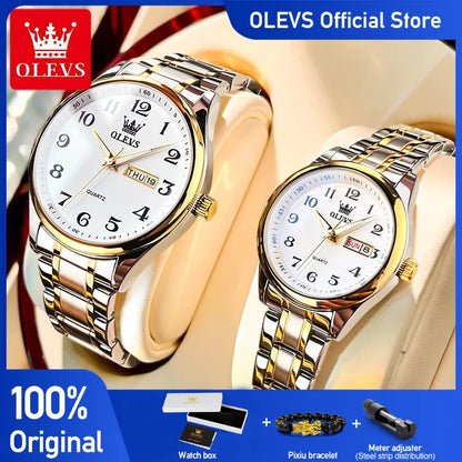OLEVS 5567 Couple Watches Waterproof Luminous Wristwatch for Lover Date Men¡®s and Women's Wristwatch Simple Fashion