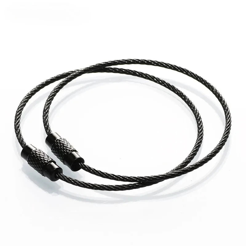 10pcs Colorful Stainless Steel Wire Keychain Cable Loop Screw Lock Rope Key Holder Keyring Key Chain Rings Outdoor Tools