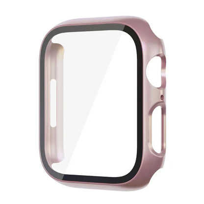 Glass+Case For Apple Watch 8 7 45mm 44mm 41mm 40mm PC Screen Protector Cover iwatch Series 3/4/5/6/SE/7/8 SmartWatch Accessories