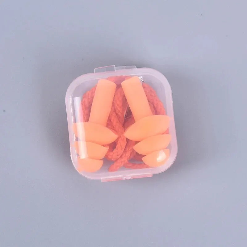 1 Pc Silicone Ear Plugs Sleep Earplugs Noise Reduction Swimming Earplugs With Rope For Diving Underwater Ear Plugs