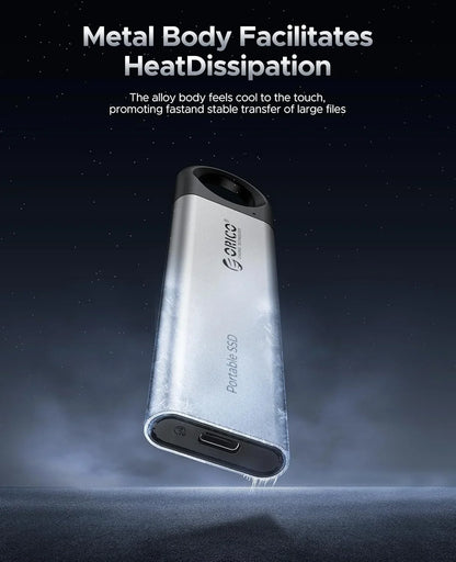 ORICO 1TB External SSD Up to 1050MB/s, Hanging Hole Design Portable Solid State Drive, USB C&A 2 in 1 Cable, Reliable Storage