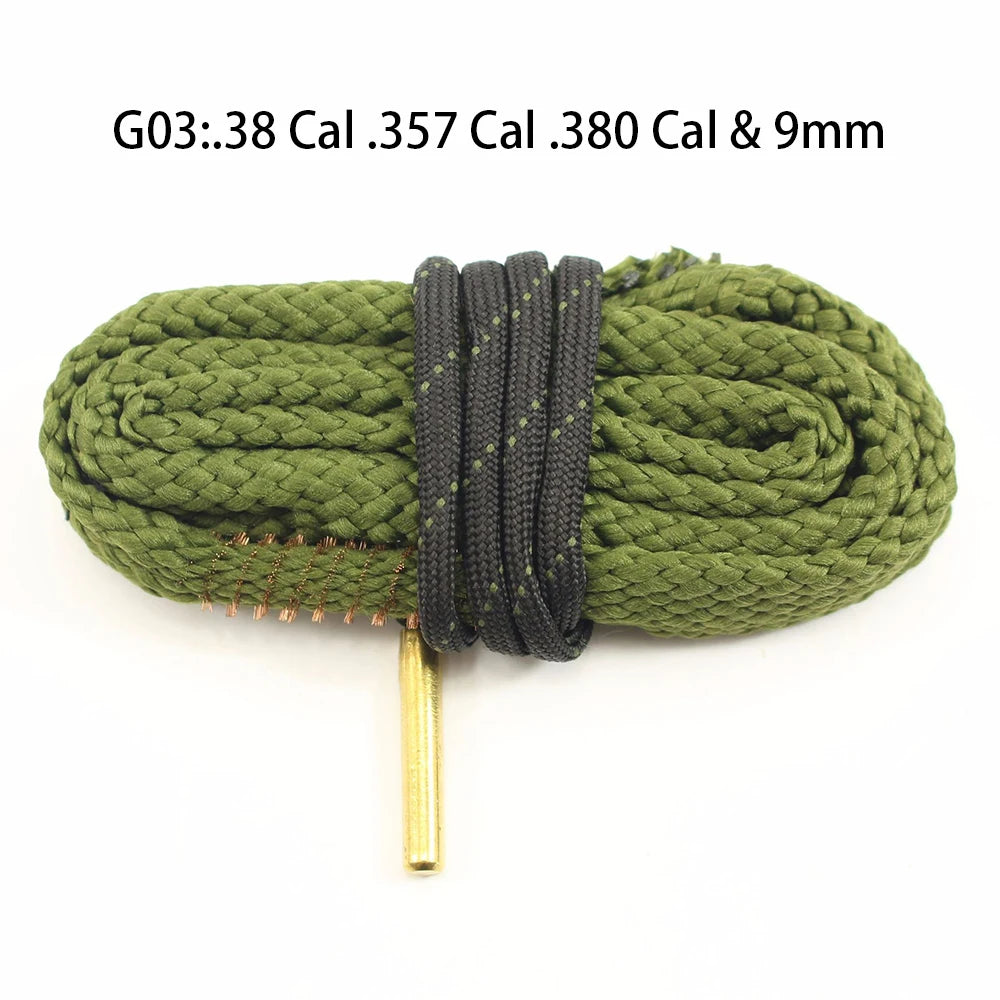 1pc Gun Bore Rope Brush Cleaner Cleaning Snakes Hunting Barrel Snake For 5.56mm/.223/.22/9mm/Cal .380/12 GA/. 30 Cal/.308 Rifle