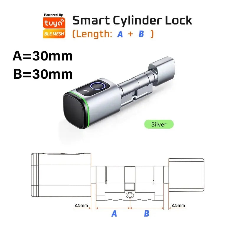 RAYKUBE V1 Smart Cylinder Lock With Tuya BLE Fingerprint IC Card Password Unlock Include 3*AAA Batteries Easy Installation