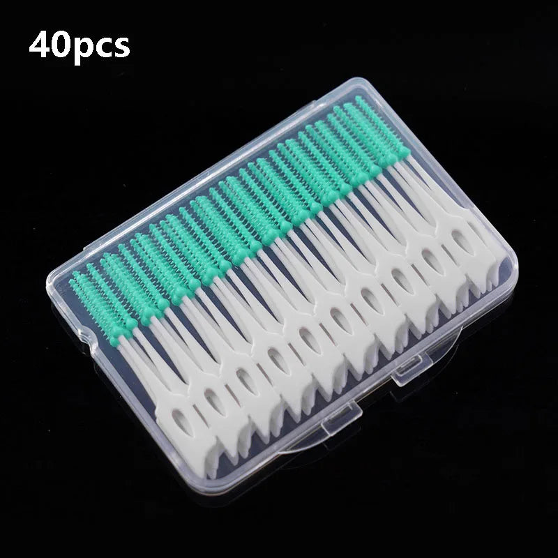 200/400pcs Interdental Silicone Brushes Dental Toothpicks Brush Between Teeth Silicone Toothpicks With Thread Oral Cleaning Tool