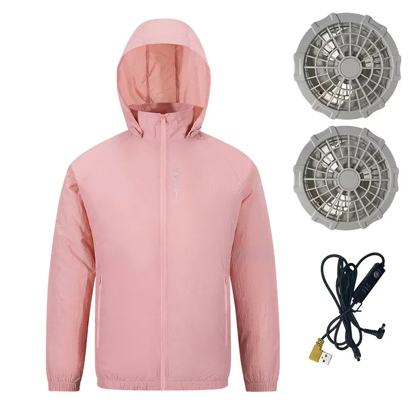 Hiking Outdoor Summer USB Electric fan cooling Jackets men Air Conditioning Fan Clothes USB Pure Cotton Heatstroke Proof Coat
