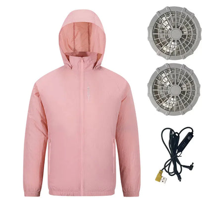 Hiking Outdoor Summer USB Electric fan cooling Jackets men Air Conditioning Fan Clothes USB Pure Cotton Heatstroke Proof Coat