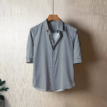 Men's solid color cotton linen suit, linen cotton blend suit collar, short sleeved shirt with quarter length pants MH203