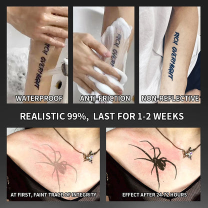 Spider Waterproof Temporary Tattoo Stickers, Long-lasting Waterproof for One to Two Weeks, For Arm, Leg.