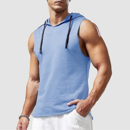 M-3XL Men's Tank Tops Vest Sleeveless Tees Hooded Male T Shirt Gym Exercise Sports Golf Shirt Korean Style Casual Solid Color