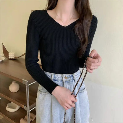 Casual Long Sleeve Knitted Pullover 2025 Autumn Winter Women Sweaters Femme Basic Solid Jersey Tops Fashion Clothes