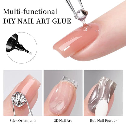 Nail Rhinestone Glue Gel for Decoration Nails 30ml Super Strong Adhesive Gel DIY 3D Nail Crystals Gem Jewels Glitter