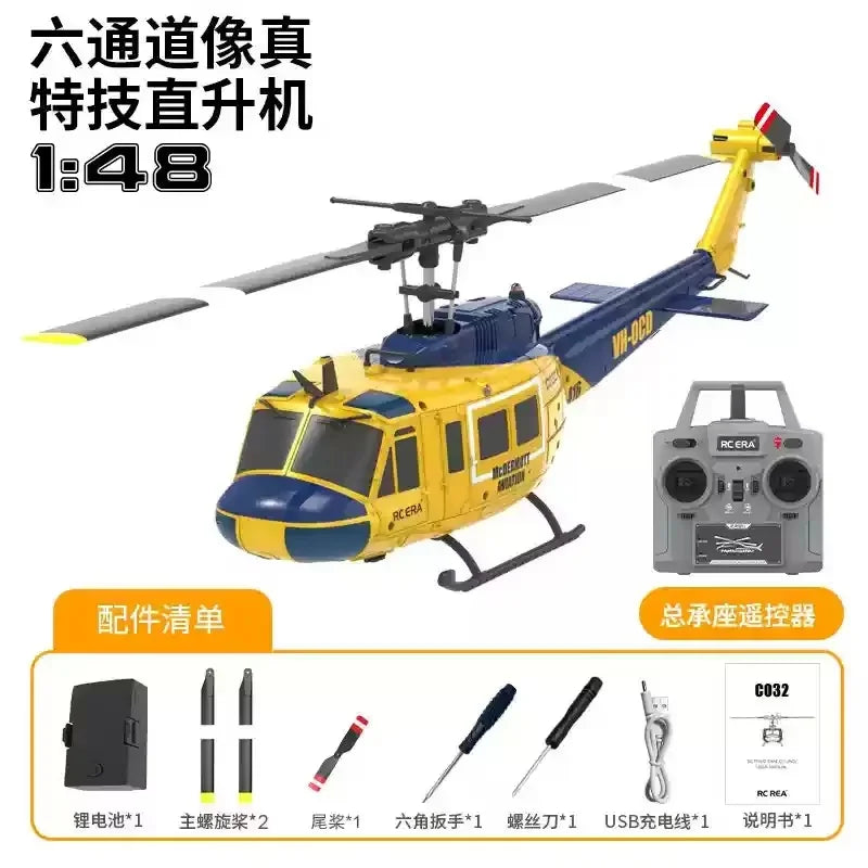 2.4G Hot UH-1 Huey 2.4G remote control helicopter six-channel six-axis gyroscope one-button inverted aerobatic helicopter model