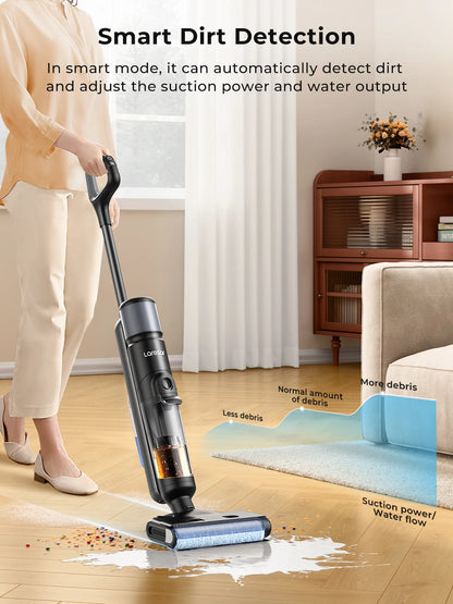 Laresar M3 Cordless Wet Dry Vacuum Cleaner Mop, Edge Cleaning 55min Auto Suction Floor Washer Self-Cleaning Smart Home Appliance