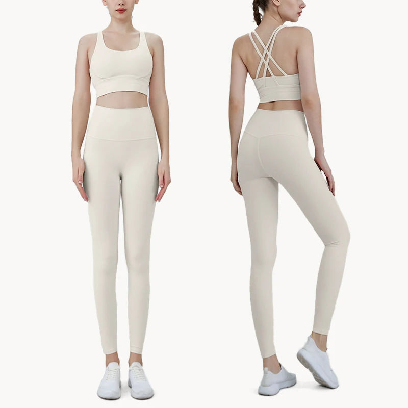 2024 New 2 Piece Yoga Clothes Women's Tracksuit Quick Dry Set Breathable Fitness Suit Fitness Clothing Sports Bra Leggings Suit