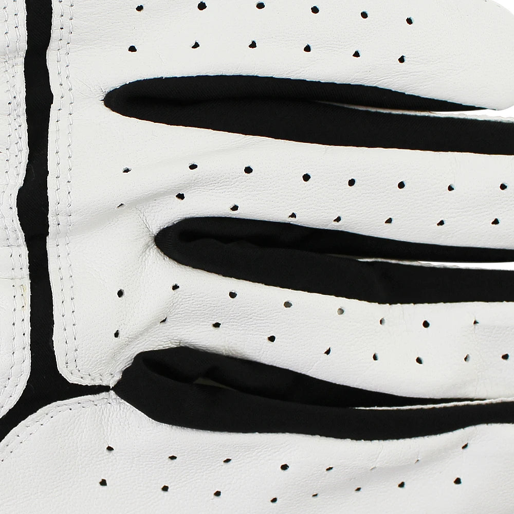 Sheepskin genuine leather Professional Golf Gloves For men white and black lycra Gloves Palm thickening Gift for golfer