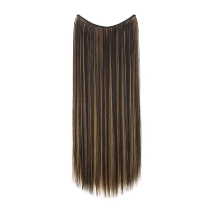24Inch Synthetic Invisible Hair Extension Fish Line Fake Hairpiece Black Brown Hair Accessorie for Women