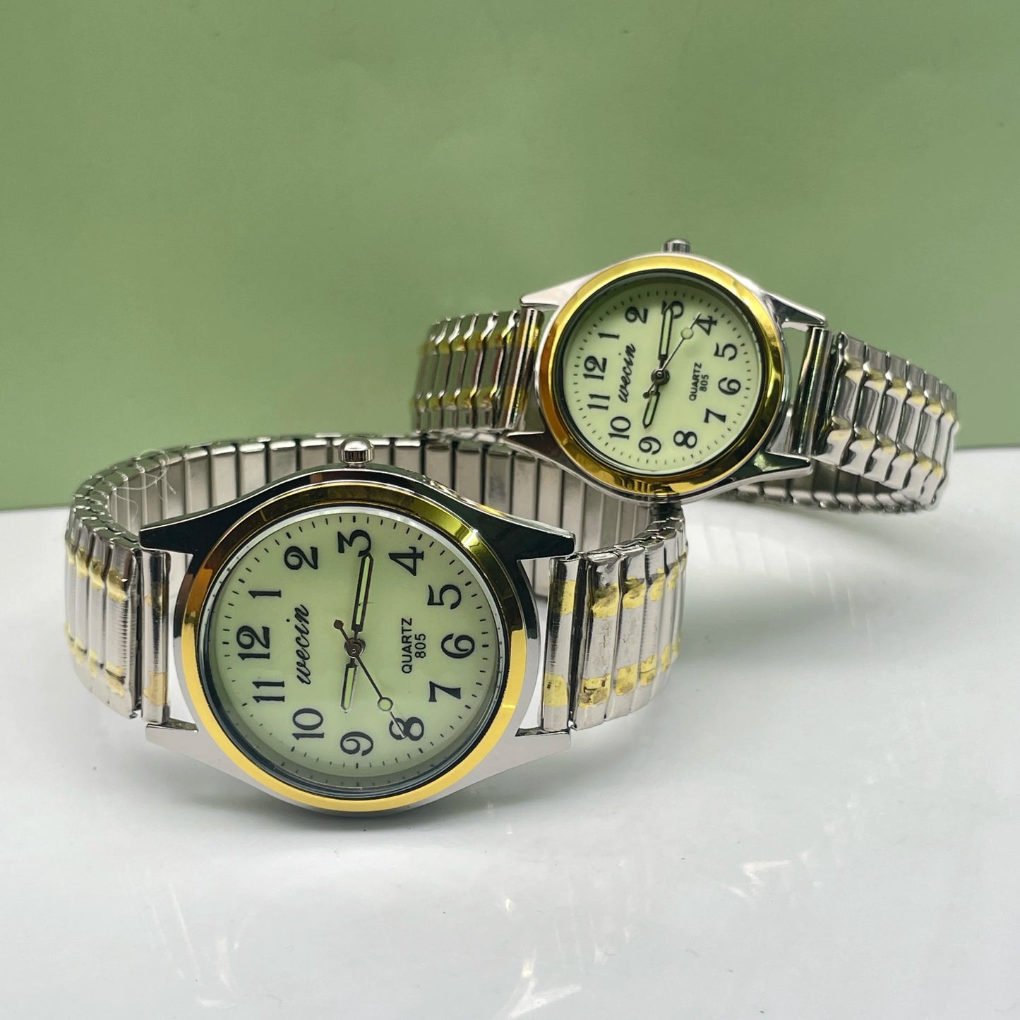 Business Sports Alloy Elastic Strap Glow-In-The-Dark Couple Fashion Quartz Watch For Men And Women