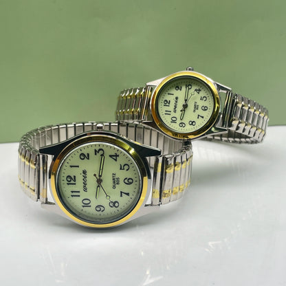 Business Sports Alloy Elastic Strap Glow-In-The-Dark Couple Fashion Quartz Watch For Men And Women